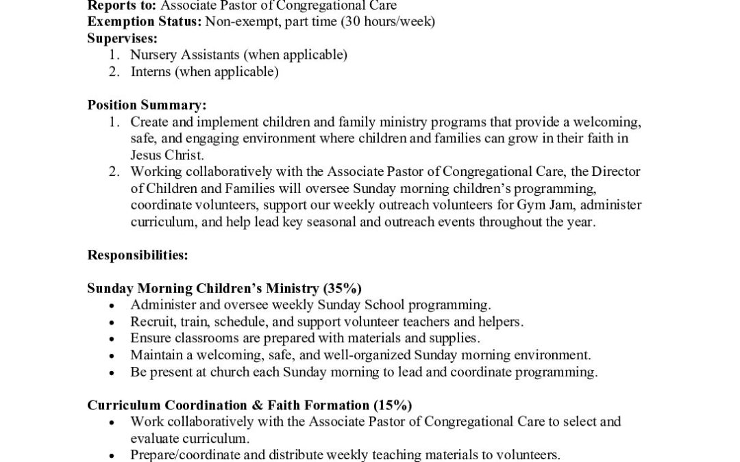 Director of Children and Family Ministries